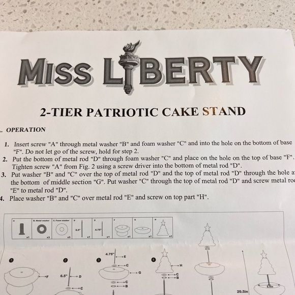 Miss Liberty‎ Red White Blue Decor Holiday Cake Stand NEW by Mr Christmas NEW - Picture 3 of 16